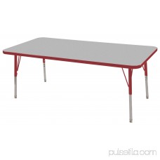 ECR4Kids 30in x 60in Rectangle Everyday T-Mold Adjustable Activity Table Maple/Red/Sand - Standard Swivel 565353072